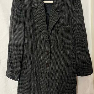 Linda Allard Ellen Tracy Black & White Polka Dot Wool Jacket  Size 12
